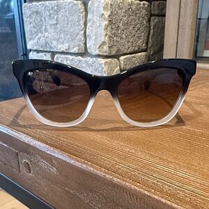 CHANEL Black-to-Clear Gradient Cat Eye Sunglasses with Brown Lenses